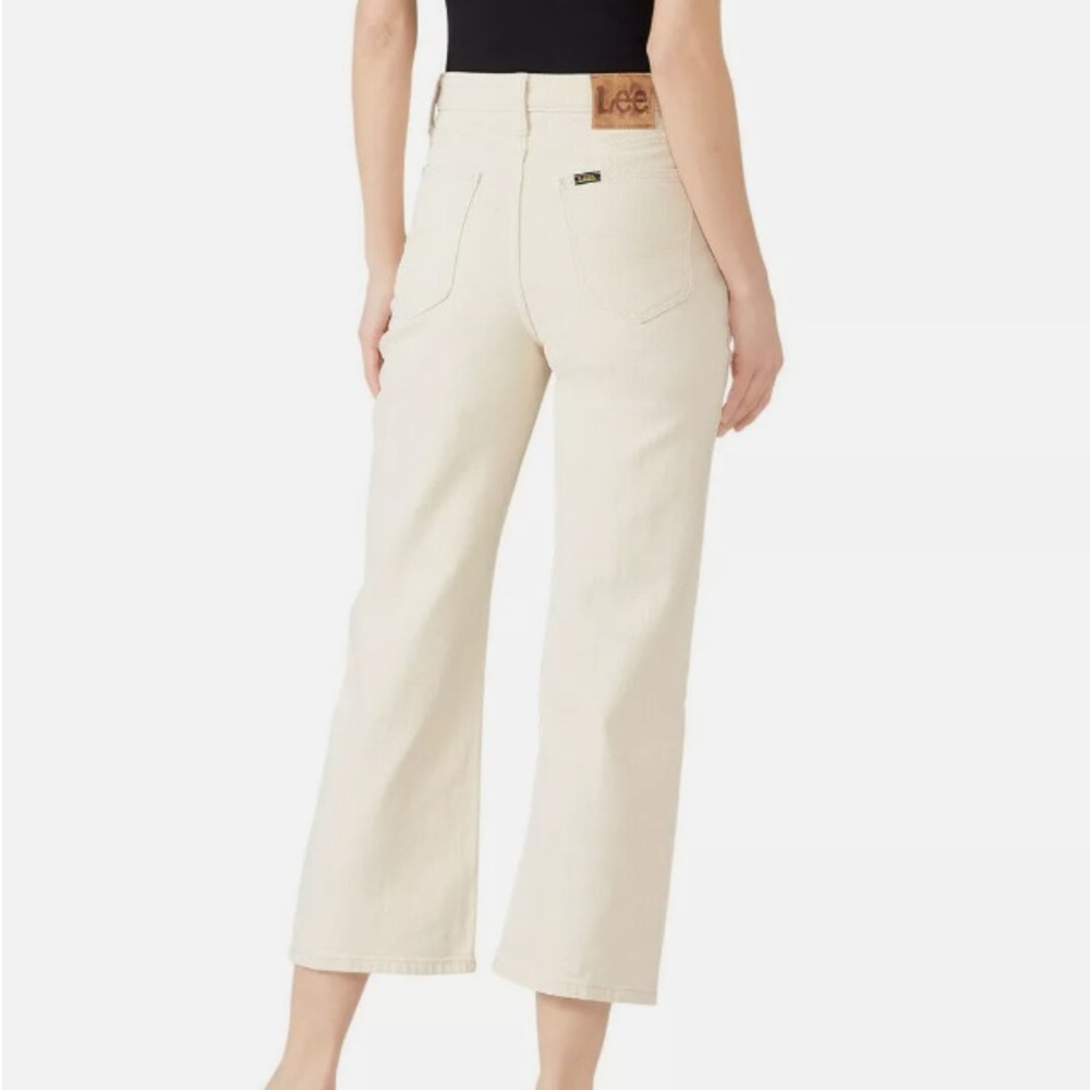 LEE Vintage Modern Ecru High Rise Cropped Wide Leg Jeans